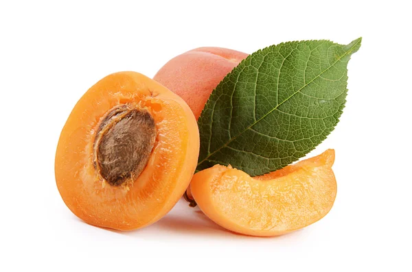 L'abricot frais avec une feuille — Photo