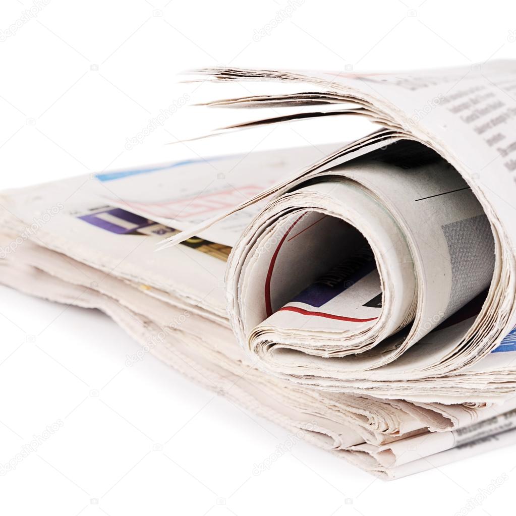 Newspapers isolated on white background