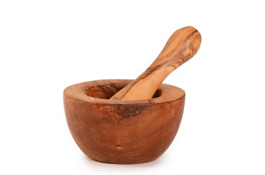 Harç üzerine beyaz izole bir havaneli ile 