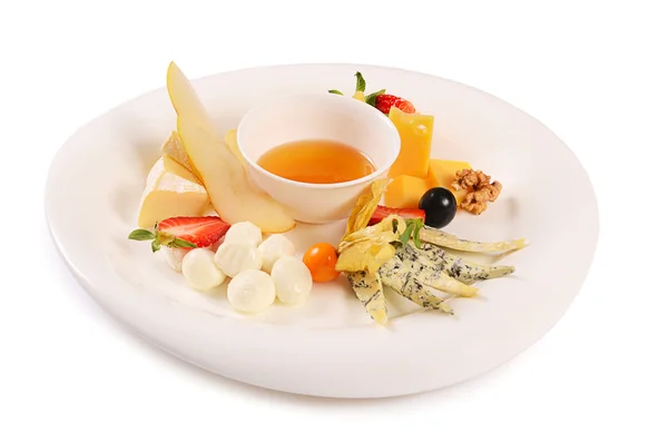 Assorted cheese med honung — Stockfoto