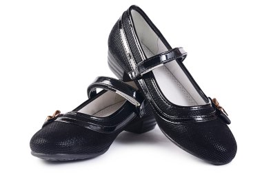 Beyaz izole kadın siyah ayakkabı