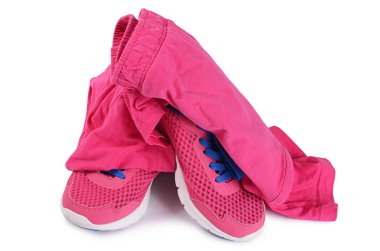 Eşofman pembe renk üzerine beyaz izole