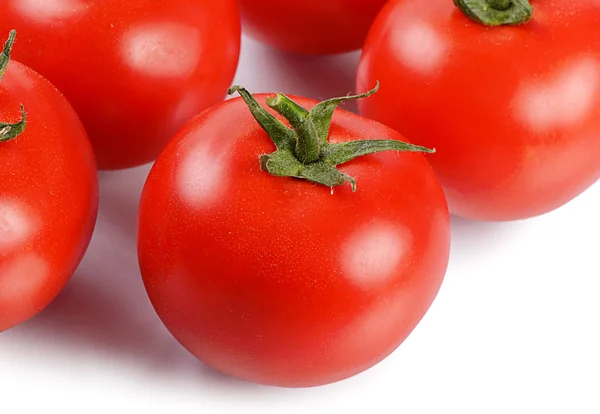 Rode verse tomaten geïsoleerd op wit — Stockfoto