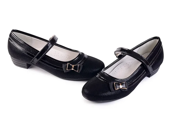 Damskie buty czarne na białym tle — Zdjęcie stockowe