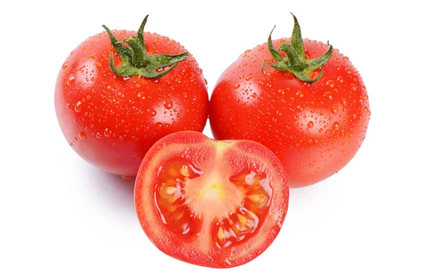 Rode verse tomaten geïsoleerd op wit — Stockfoto