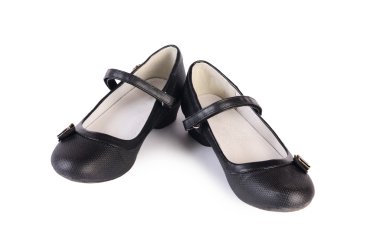 Beyaz izole kadın siyah ayakkabı 