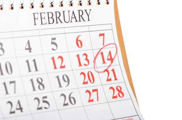 Kalendář s datem svatého Valentýna — Stock fotografie