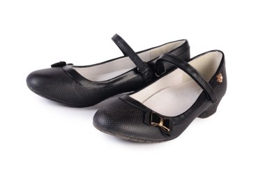 Beyaz izole kadın siyah ayakkabı 