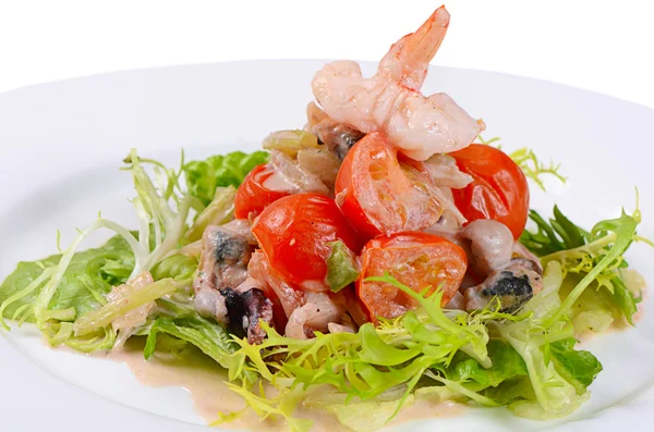 The fried seafood with vegetables close-up — Stock Photo, Image