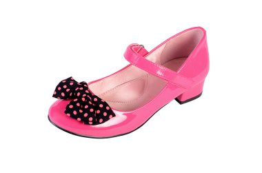 Kadın pembe ayakkabı üzerinde beyaz izole 