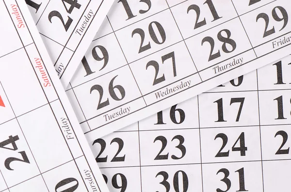 Primer plano de las fechas en la página del calendario — Foto de Stock