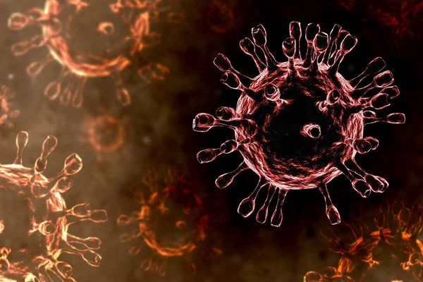 Covid-19 virus germs cells or coronavirus illustration 3D render or virus abstract background.