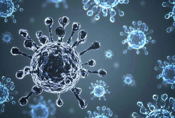 Covid-19 virus germs cells or coronavirus illustration 3D render or virus abstract background.