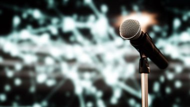 Toplum önünde konuşma geçmişi, seminer odasında konuşma yapmak için mikrofonu kapatın ve teknolojiyi bulanıklaştırın..