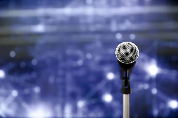 Public Speaking Backgrounds Close Microphone Stand Speaker Speech Presentation Stage — Stock Photo, Image