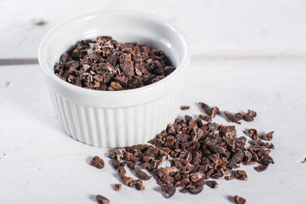 Bowl of raw cacao cocoa nibs