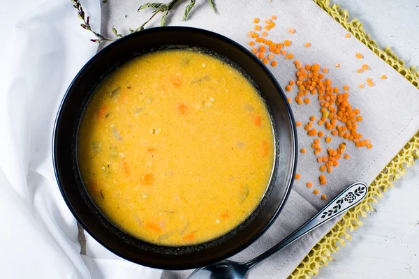 Miskę soczewicy zupa fasolowa słodko — Zdjęcie stockowe