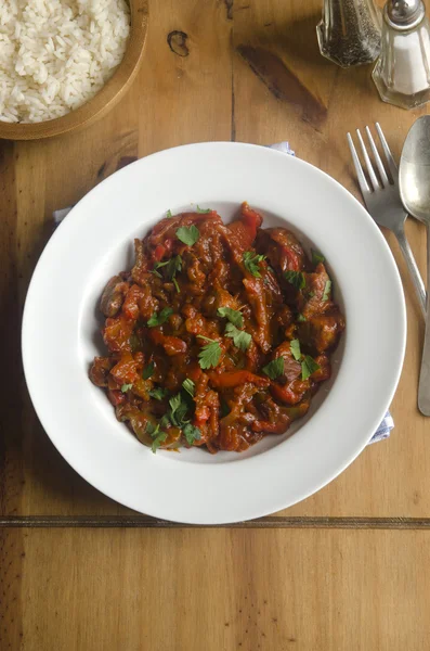 Goulash met rijst — Stockfoto