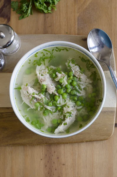 Chicken and pea broth — Stock Photo, Image