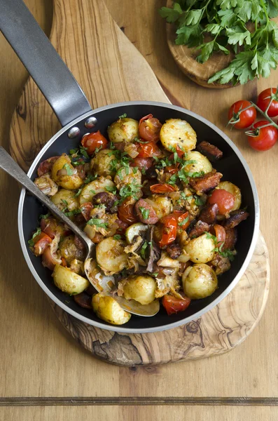 Makrely a chorizo hash — Stock fotografie