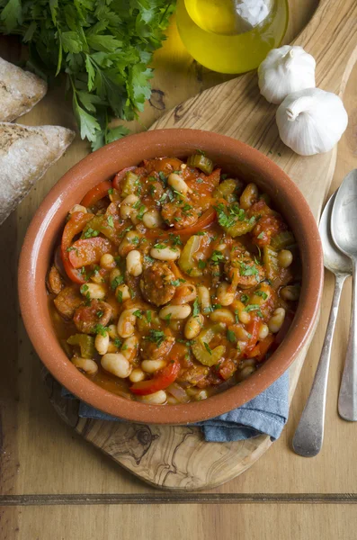 Andalusian  sausage and bean stew — Stock Photo, Image