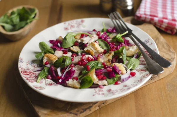 Chicken and ciabatta salad — Stock Photo, Image