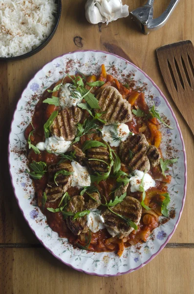 Pork goulash with rice — Stock Photo, Image