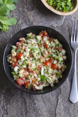Taze tabbouleh salata