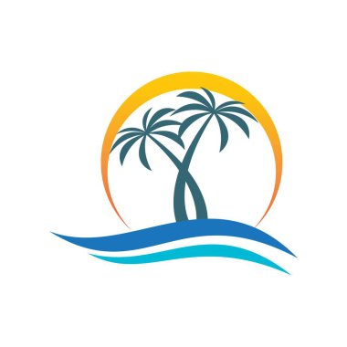 Palmiye ağacı logo şablonu vektör çizimi