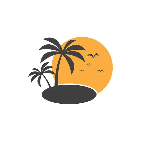 Palmera Verano Logo Plantilla Vector Ilustración — Vector de stock