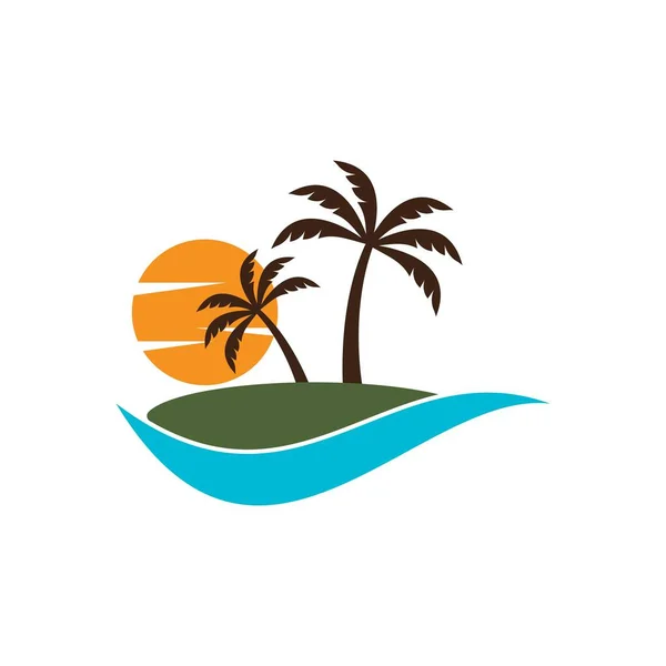 Palmera Verano Logo Plantilla Vector Ilustración — Vector de stock