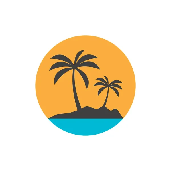 Palm Träd Sommar Logotyp Mall Vektor Illustration — Stock vektor