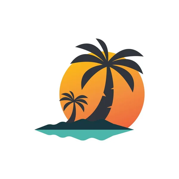 Palmera Verano Logo Plantilla Vector Ilustración — Vector de stock