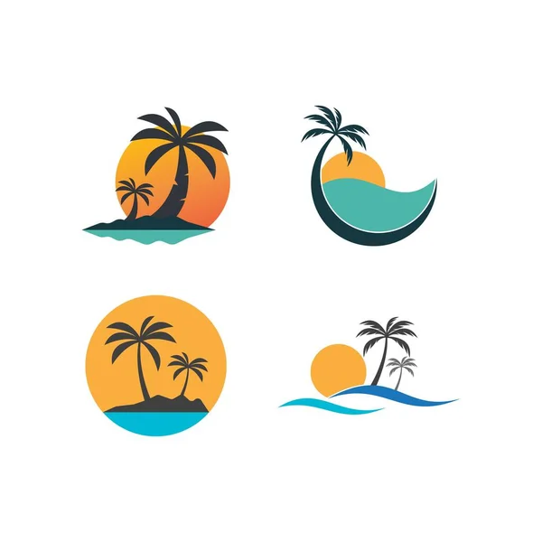 Palm Träd Sommar Logotyp Mall Vektor Illustration — Stock vektor