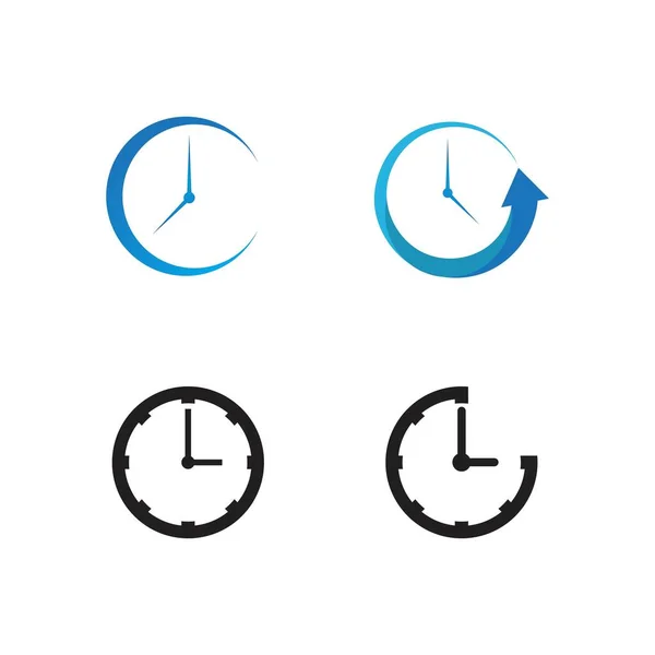 Relógio Logotipo Ícone Vetor Modelo Ilustração Design — Vetor de Stock