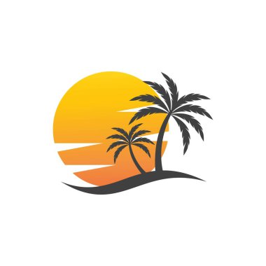 Palmiye ağacı logo şablonu vektör çizimi