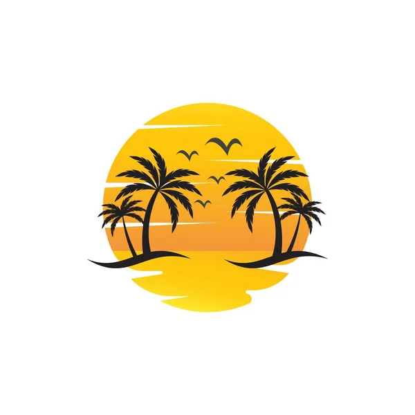 Palmera Verano Logo Plantilla Vector Ilustración — Vector de stock