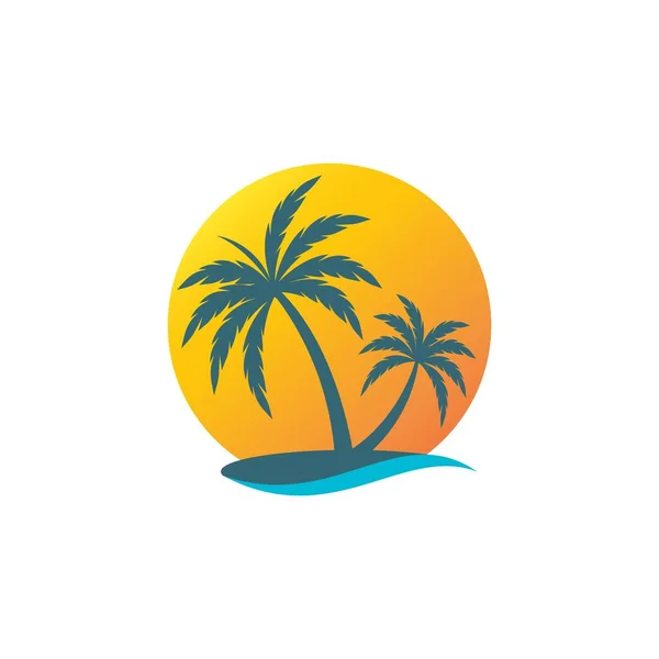 Palm Boom Zomer Logo Template Vector Illustratie — Stockvector