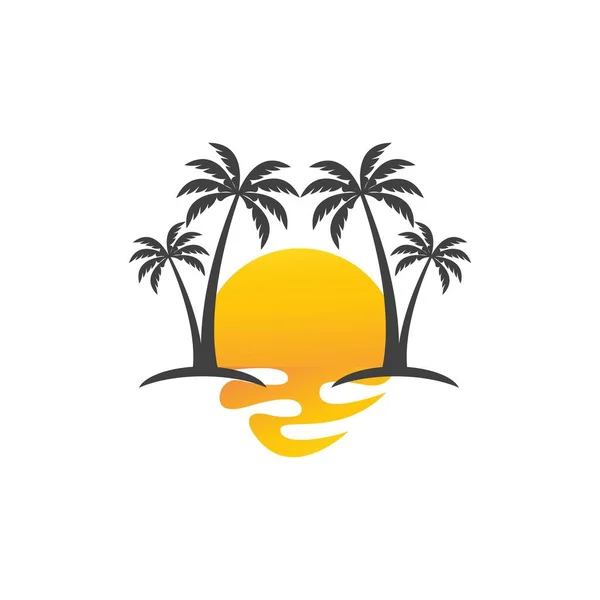 Palmera Verano Logo Plantilla Vector Ilustración — Vector de stock