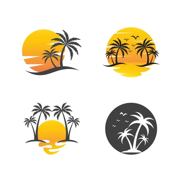 Palm Träd Sommar Logotyp Mall Vektor Illustration — Stock vektor