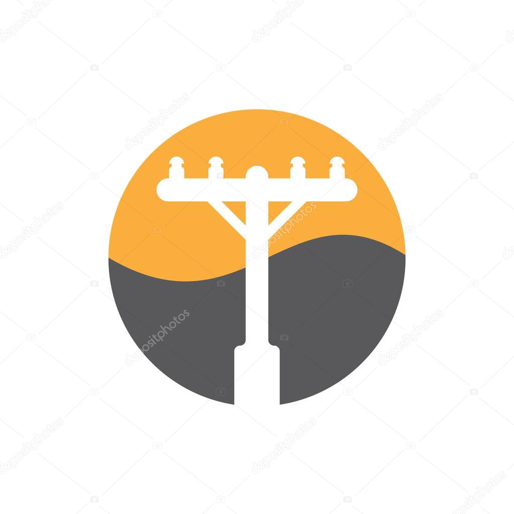 Power pole logo vector icon illustration