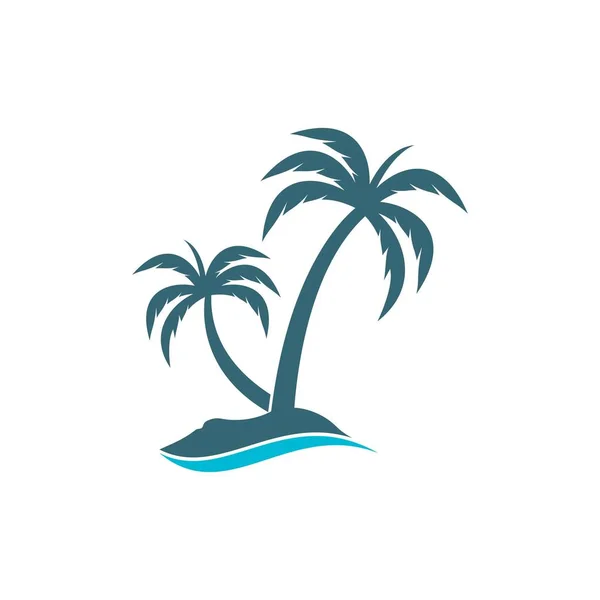 Palm Träd Sommar Logotyp Mall Vektor Illustration — Stock vektor