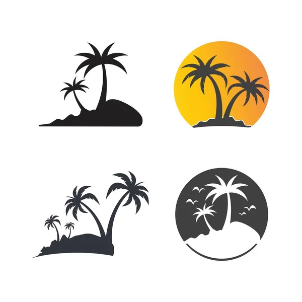 Palm Träd Sommar Logotyp Mall Vektor Illustration — Stock vektor