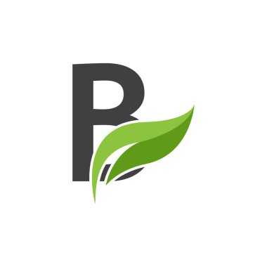 Harf logo vektör illüstrasyonlu yaprak