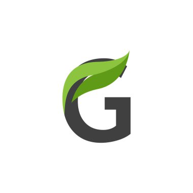 Harf logo vektör illüstrasyonlu yaprak