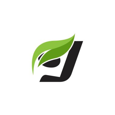 Harf logo vektör illüstrasyonlu yaprak