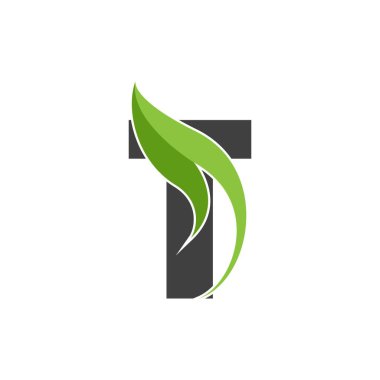 Harf logo vektör illüstrasyonlu yaprak