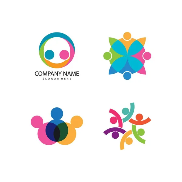 Adopción Cuidado Comunitario Logo Plantilla Vector — Vector de stock