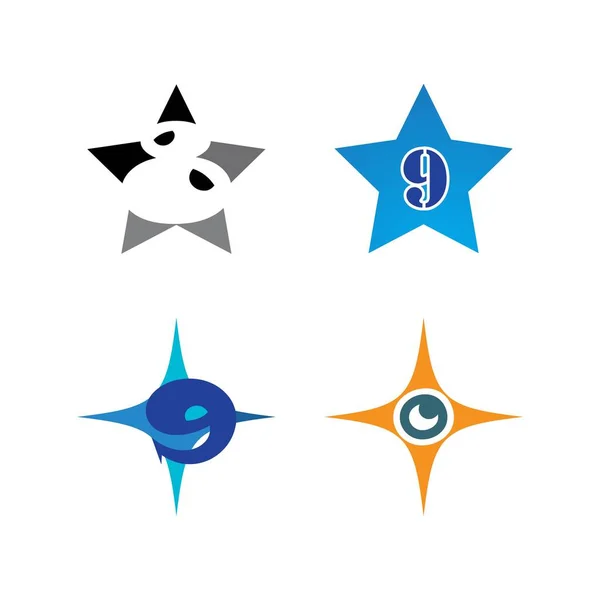 Stjärnnummer Logotyp Mall Illustration Design — Stock vektor