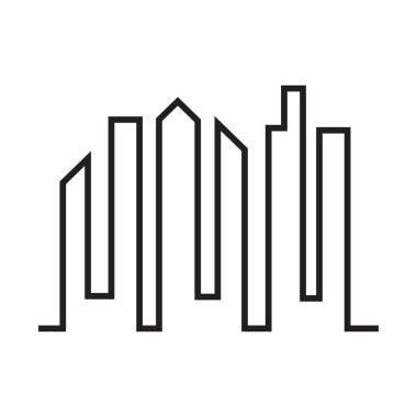 Modern City silueti. Şehir silueti. Düz tasarımda vektör illüstrasyonu